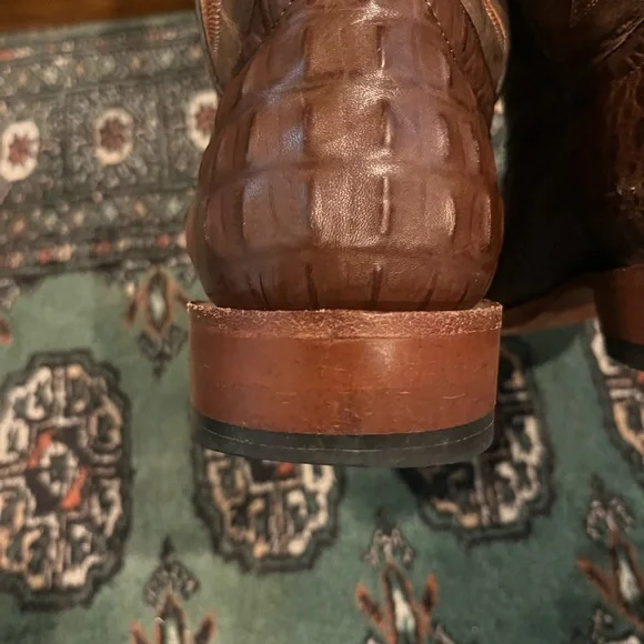 Horse Power Chocolate Nile Croc Print with Bone Mad Dog Top all leather - Picture 11 of 11